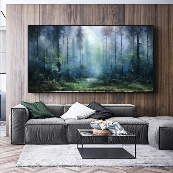 Etsy - Wall Living Landscape Nature Painting,modern Painting,custom on Art,original Tree Abstract Painting Room Forest Oil Decor Large Canvas,green