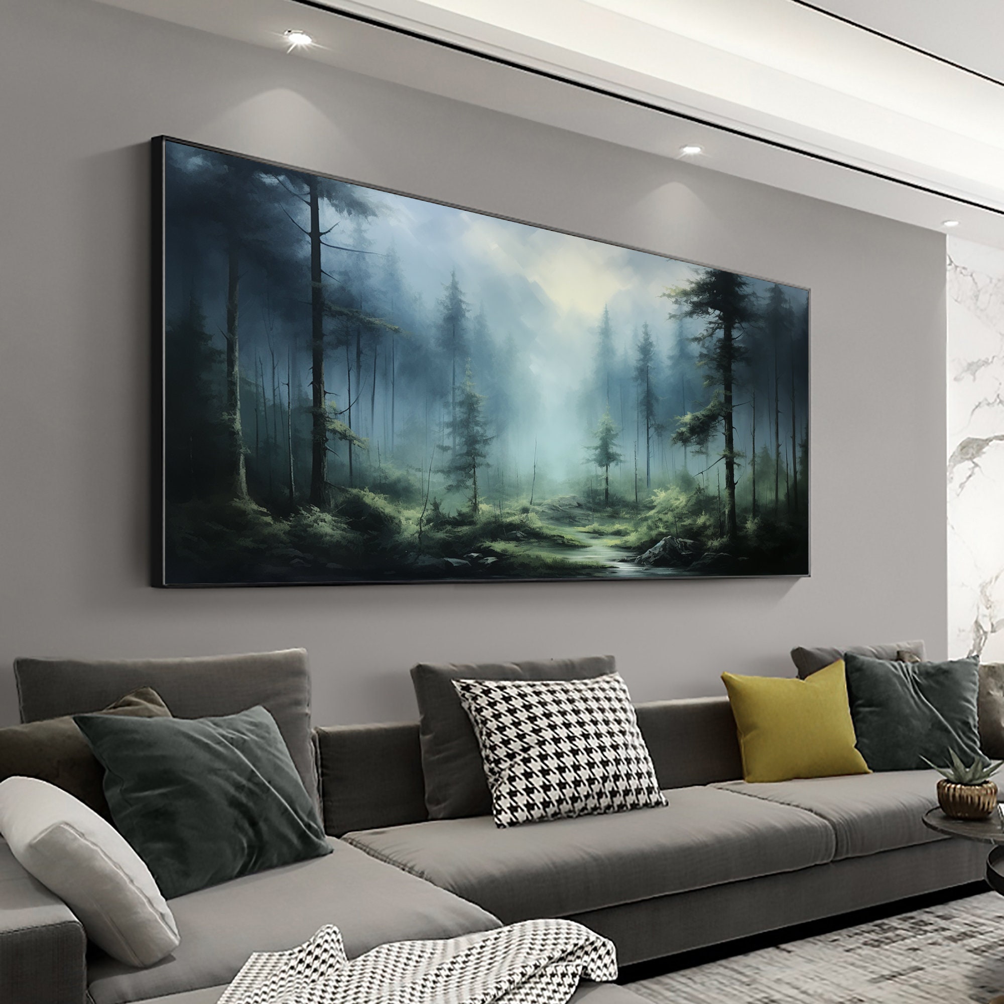 Original Forest Oil Painting on Canvas, Large Wall Art Custom Painting ...