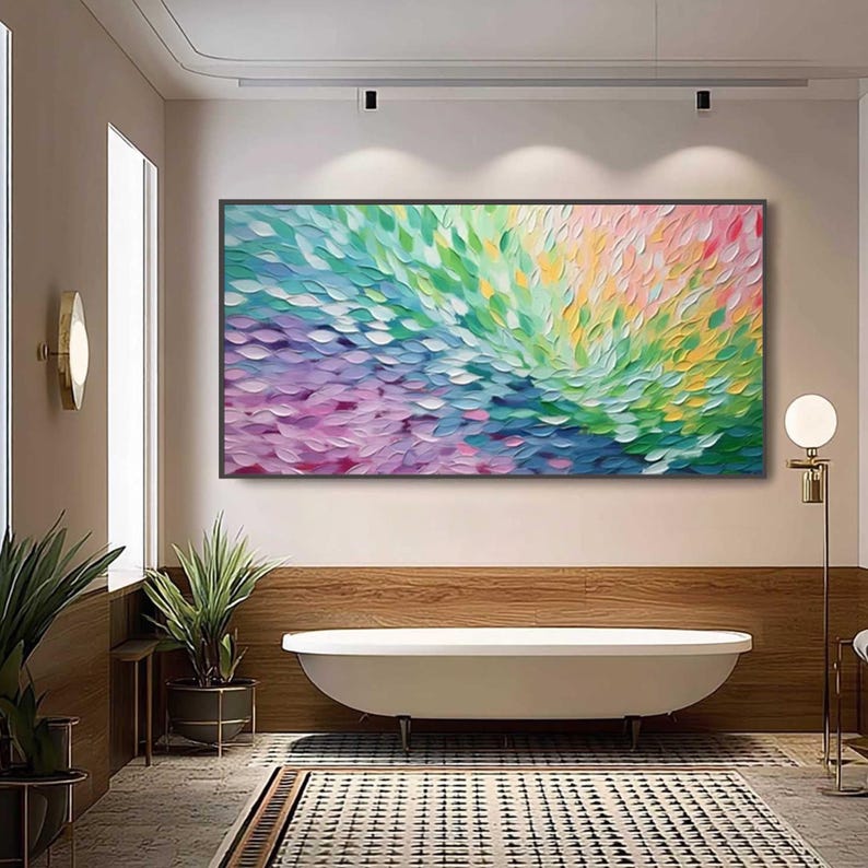 Large Abstract Impasto Oil Painting, Colorful Textured Wall Art - Etsy