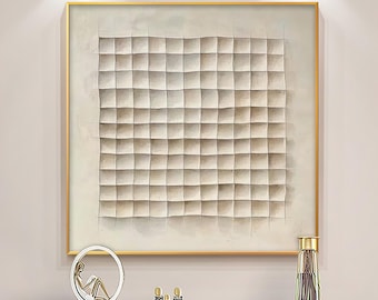 Arte de pared con textura 3D beige, pintura minimalista beige, pintura de yeso neutro, arte de pared Wabi Sabi, pintura con textura beige, arte minimalista moderno