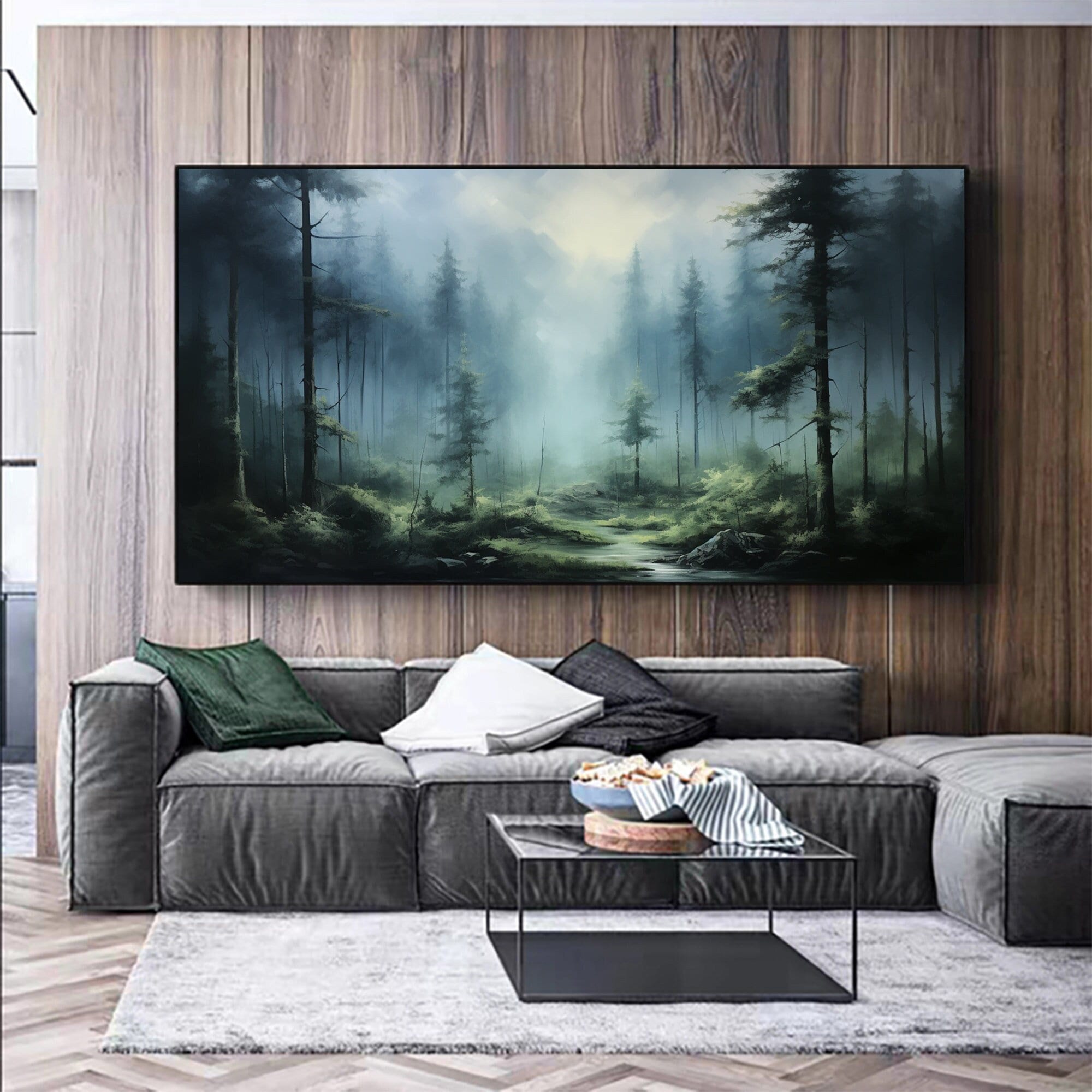 Original Forest Oil Painting on Canvas, Large Wall Art Custom Painting ...