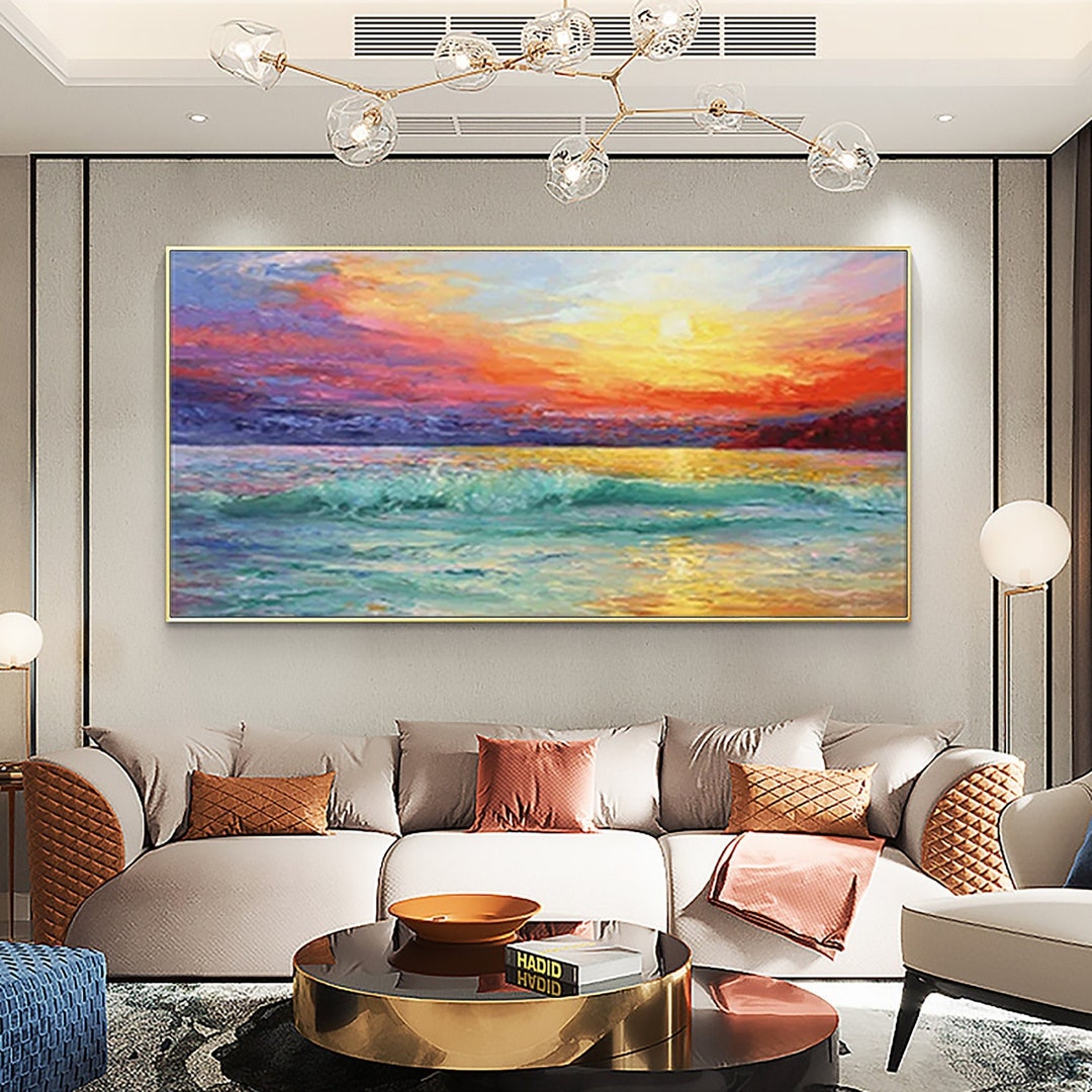 Abstract Sunrise Ocean Oil Painting On Canvas Large Original Etsy Il 1080xN.4471288735 Mn3t
