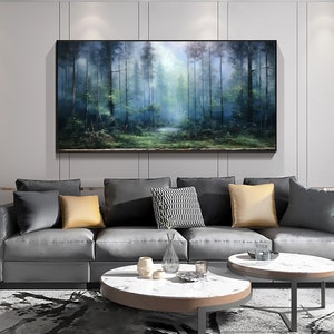 Large Abstract Forest Oil Painting on Canvas,green Tree Wall Art ...