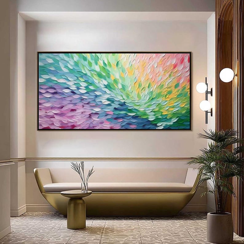 Large Abstract Impasto Oil Painting, Colorful Textured Wall Art - Etsy