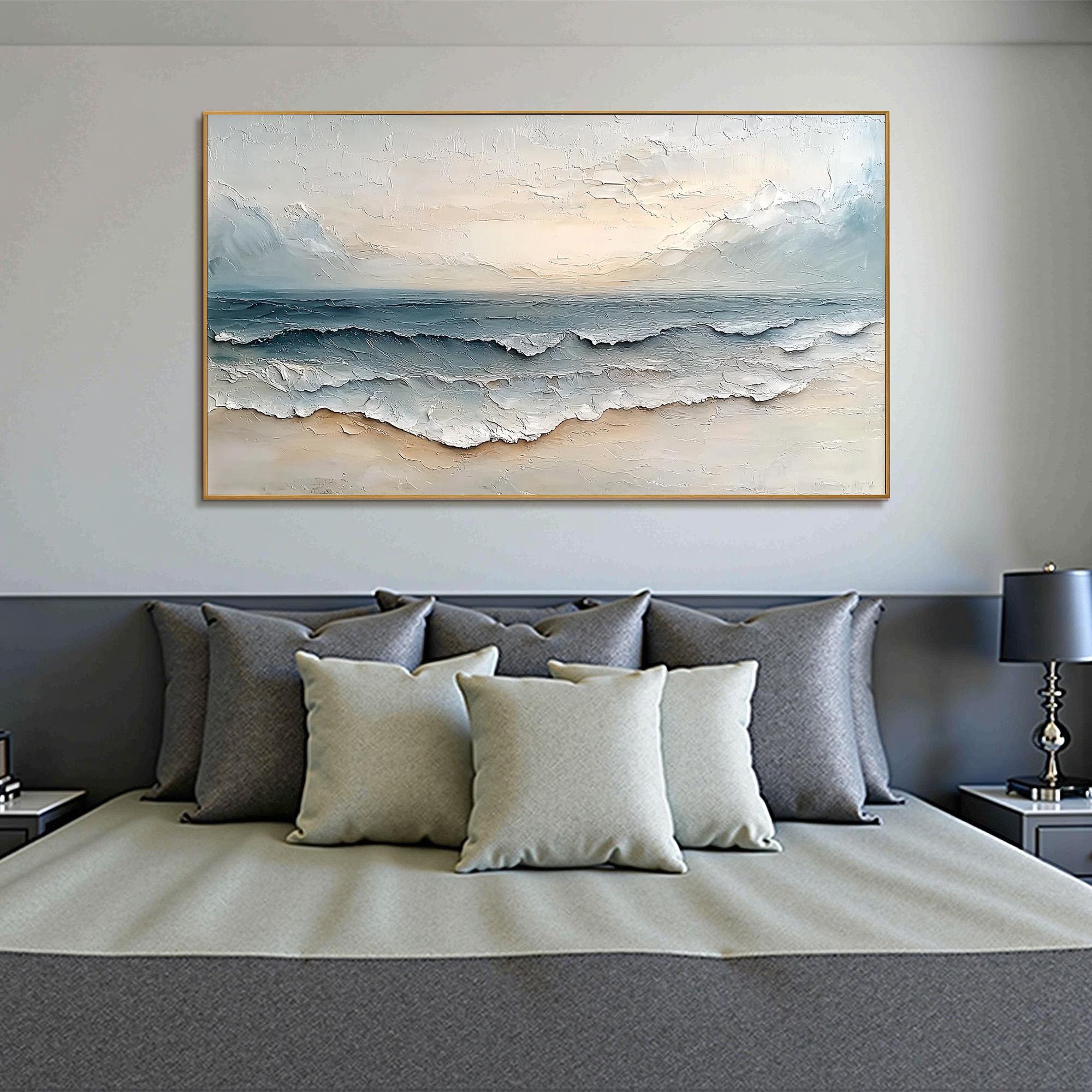 Abstract Ocean Oil Painting on Canvas, Large Wall Art, Original ...