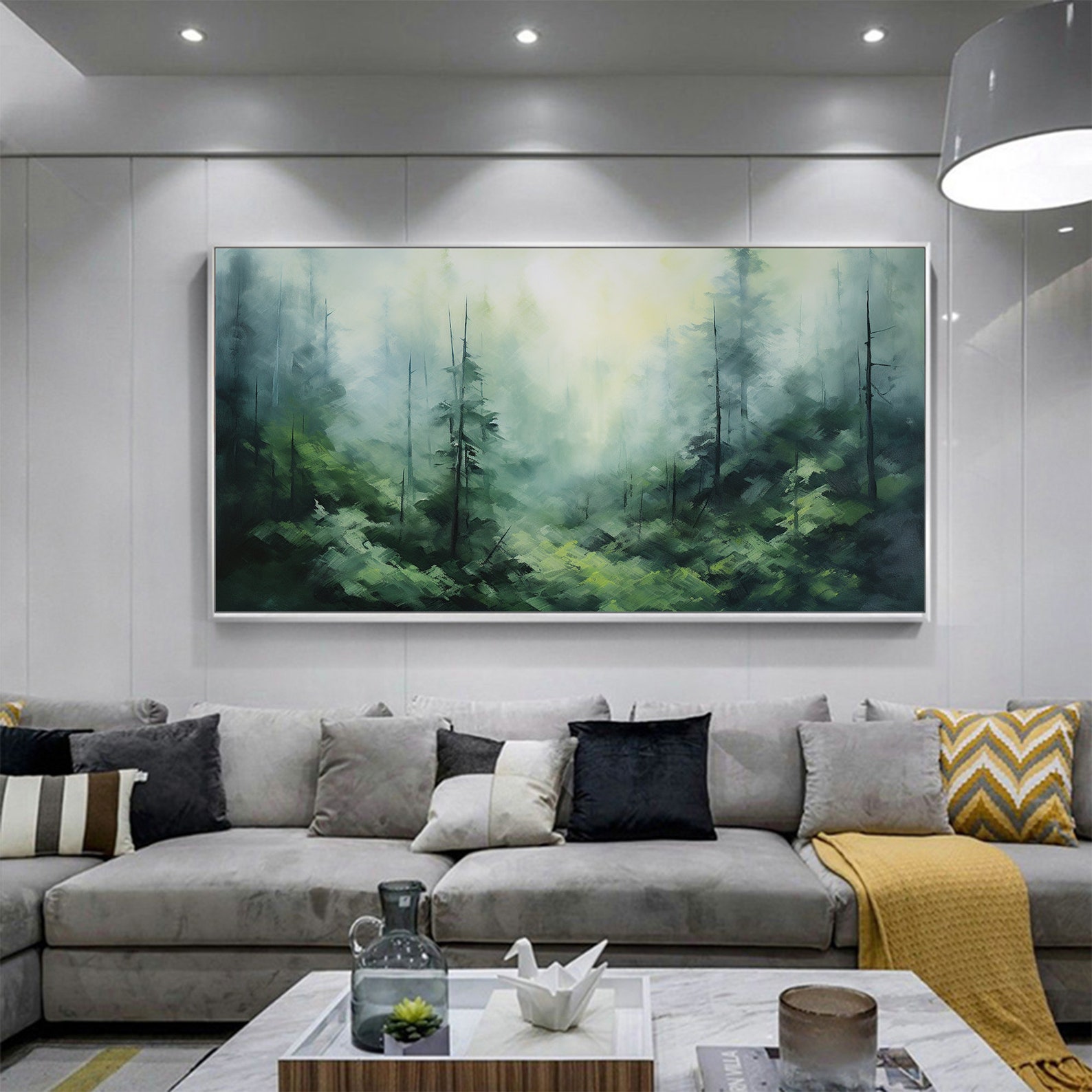Abstract Forest Oil Painting on Canvas, Large Wall Art,original Green ...