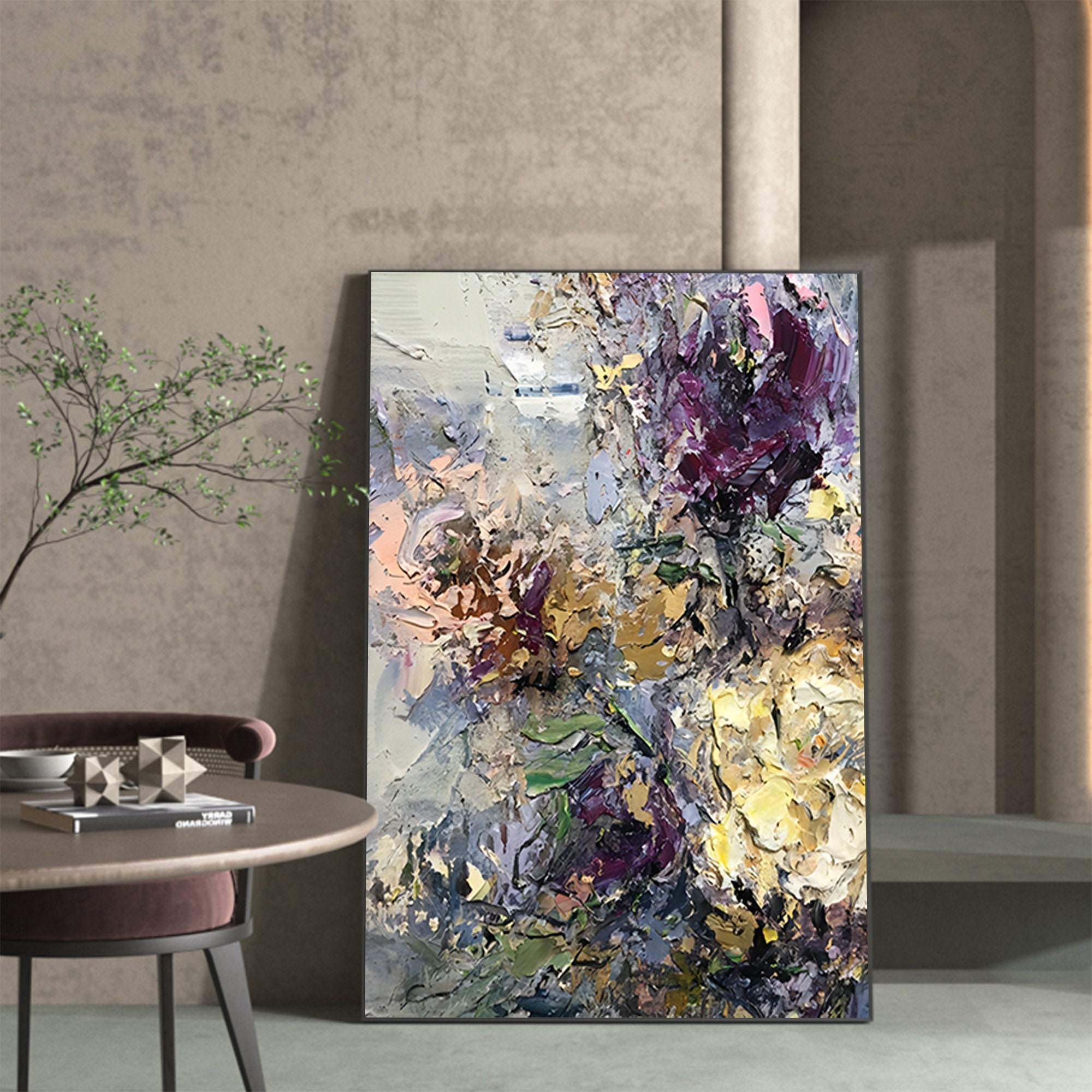 Original Texture Large Colorful Acrylic Painting Canvas Vibrant Colorful  Abstract Flowers Oil Painting Modern Wall Art
