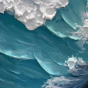 Ocean Wave Oil Painting on Canvas, Large Wall Art, Abstract Minimalist ...