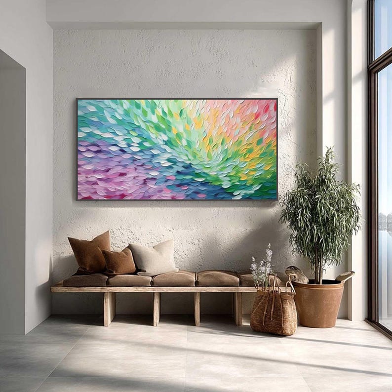 Large Abstract Impasto Oil Painting, Colorful Textured Wall Art - Etsy