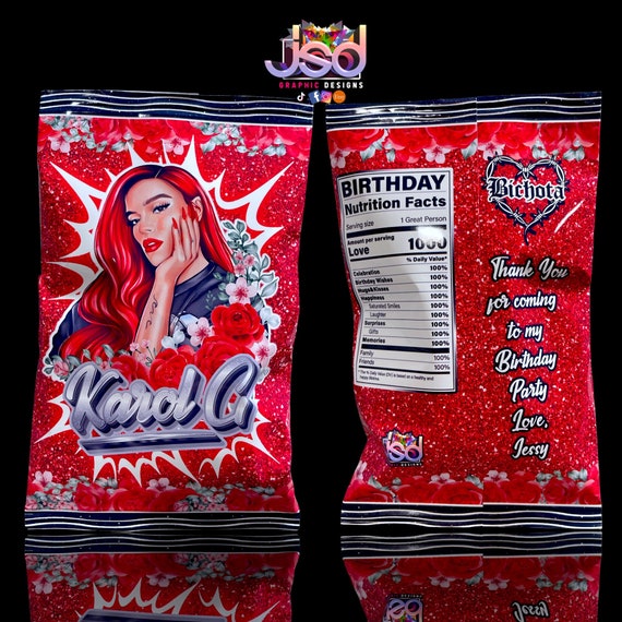 Karol G Red Hair Birthday Chip Bags Etsy Australia
