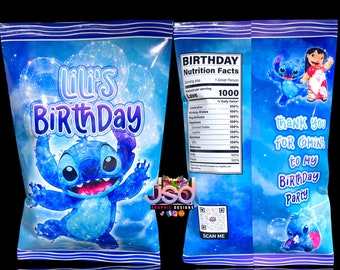 Stitch birthday chip bags