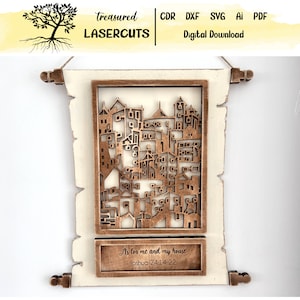 As for Me and My House Scroll Add On, Religious Display Svg, Scroll Decoration Interchangeable Svg, Laser Cut, Glowforge, Digital Download