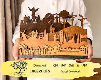 Easter Story SVG, Freestanding Layered Decoration, Resurrection Jesus Easter Story, Svg Cdr Dxf Ai laser cut, Digital Download