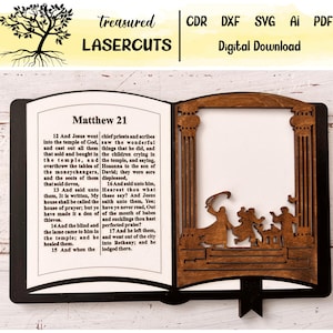 Jezus bij de tempel Bijbel add-on, bijbel display SVG, bijbel decoratie verwisselbare SVG, lasergesneden, Glowforge, digitale download
