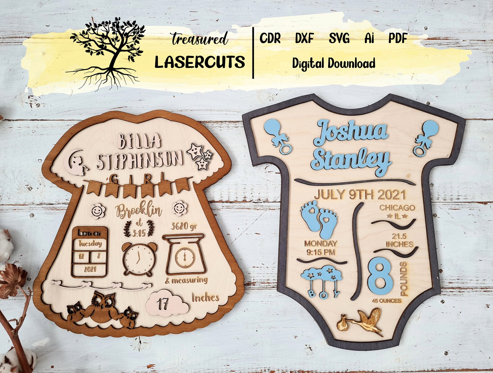 Baby Announcement Stats Bundle Photo Prop / Birthsign Design / Birth ...