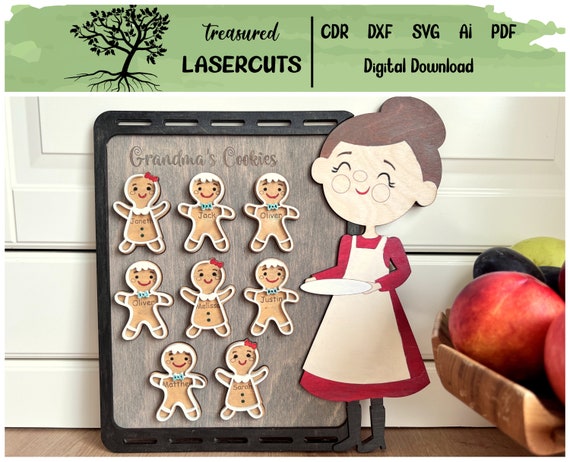 Gingerbread Cookies SVG, Grandma Ornament SVG, Grandma Christmas Gift Laser Cut, Personalized Christmas Ornament SVG, Digital Download