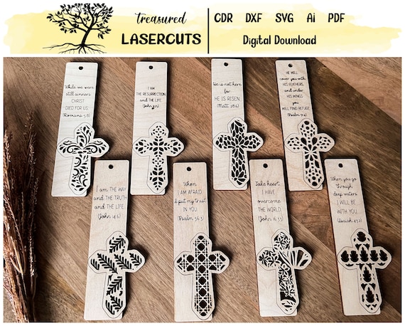 Religious Bookmark SVG, Easter Bookmark Design Bundle, SCORED File, Dxf, Pdf, Cdr, Ai, SVG Instant Download, Glowforge, Laser Cut