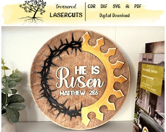 Easter Sign Svg, Easter Svg, Easter Laser Cut, Easter Files Svg, Religious Svg, Religious Sign Svg, He Is Risen Sign Svg, Digital Download