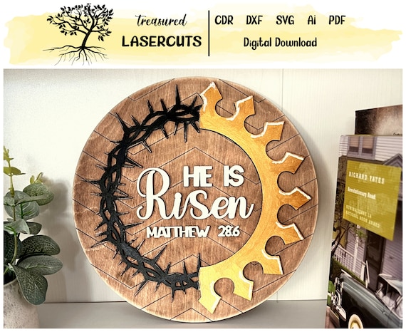 Easter Sign Svg, Easter Svg, Easter Laser Cut, Easter Files Svg, Religious Svg, Religious Sign Svg, He Is Risen Sign Svg, Digital Download