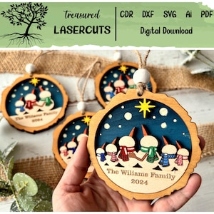 Family Christmas Ornament SVG, Family Ornament Svg, Family Ornament Laser, Christmas Family Svg, Laser Cut File, Glowforge, Digital Download