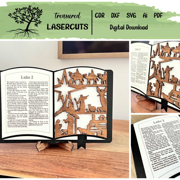 Nativity Laser Cut File, Christmas Laser Cut SVG, Layered Nativity Scene SVG,  Nativity Shelf Sitter SVG, Glowforge, Digital Download