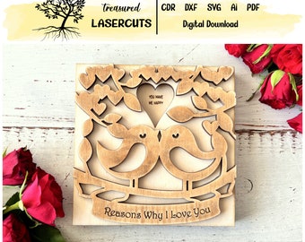 Valentine's Gift SVG, Reasons Why I Love You Svg, Gift For Him Svg, Gift For Her Svg, Valentine's Gift Laser Cut File, Digital Download