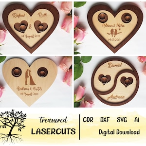 リングホルダー SVG、結婚指輪プレート SVG、リングホルダー皿 SVG、リングホルダーレーザーカット、ウェディングレーザーカットファイル、ウェディング SVG、デジタルダウンロード