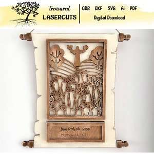 Jesus Feeds the 5000 Scroll Add-on, religioso display Svg, decorazione pergamena Svg intercambiabile, taglio laser, Glowforge, download digitale
