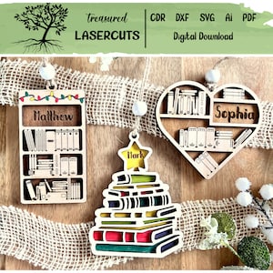 Buch Ornament SVG, Buch Liebhaber Ornament Laser geschnitten Datei, Leser Ornament SVG, Buch Liebhaber Ornament Bundle, Laser geschnitten Datei, digitaler Download