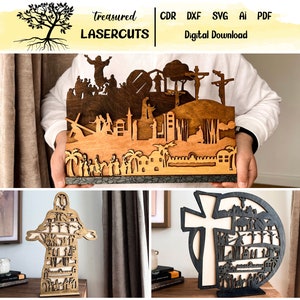 Easter Story SVG, BUNDLE Jesus with Stand Resurrection, Easter Story Decoration, 4 thicknesses Svg Cdr Dxf Ai, laser cut, Digital Download