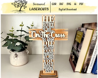 Easter Cross Svg, Easter Svg, Easter Laser Cut, Easter Files Svg, Religious Svg, Religious Sign Svg, He Is Risen Sign Svg, Digital Download