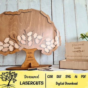 Tree Shaped Wedding Guest Book Dropbox Digital Design - SVG PDF CDR Dxf Ai Laser Cut File Lasercut - instant download