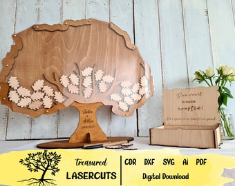 Tree Shaped Wedding Guest Book Dropbox Digital Design - SVG PDF CDR Dxf Ai Laser Cut File Lasercut - instant download