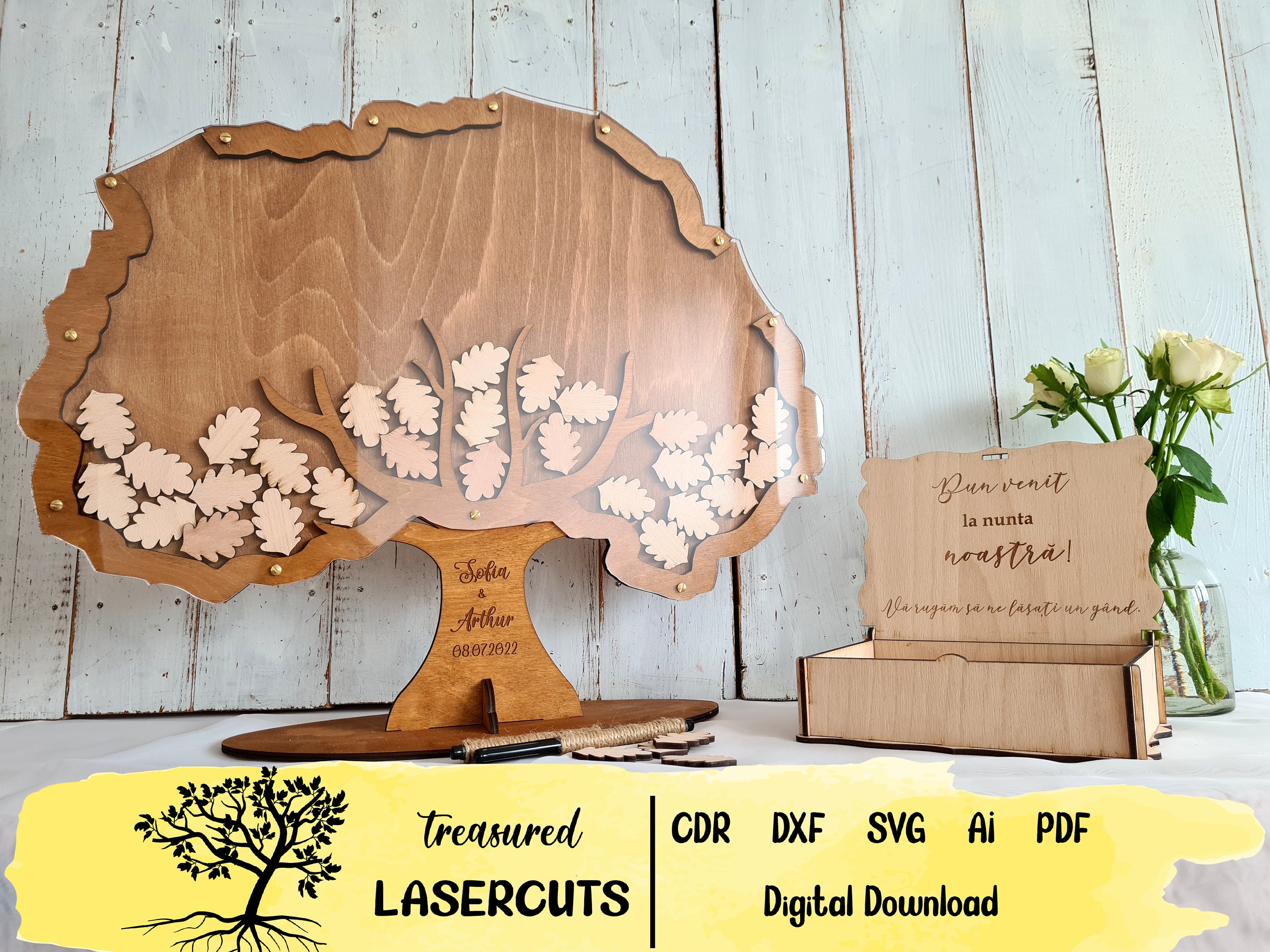 Guest Book Alternativo Legno Libro Degli Ospiti Alternativo Per Matrimonio, Albero Della Vita Albero Guest Book Personalized