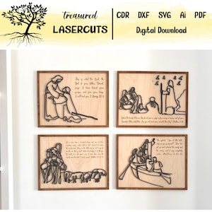 Religious Wall Decor SVG Bundle, Religious Line Art Laser Cut, Religious Gift Glowforge, Religious Cut File, Christian SVG, Digital Download