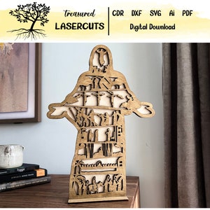 Easter Story SVG, Jesus with Stand Resurrection, Jesus Easter Story Decoration, 4 thicknesses Svg Cdr Dxf Ai laser cut, Digital Download
