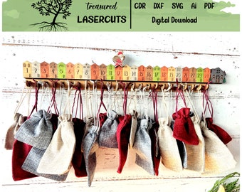 Advent Calendar Laser, Advent Calendar Svg, Christmas Countdown Laser Cut, Countdown to Christmas Glowforge, Laser File, Digital Download