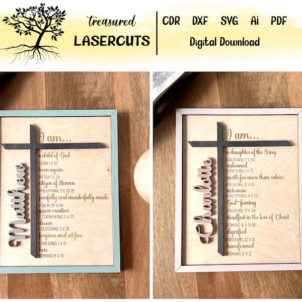 Religious Gift for Him SVG, Religious Gift for Her SVG, Christian Father Gift, Christian Mother Gift, Bible Affirmations Laser Cut, Digital
