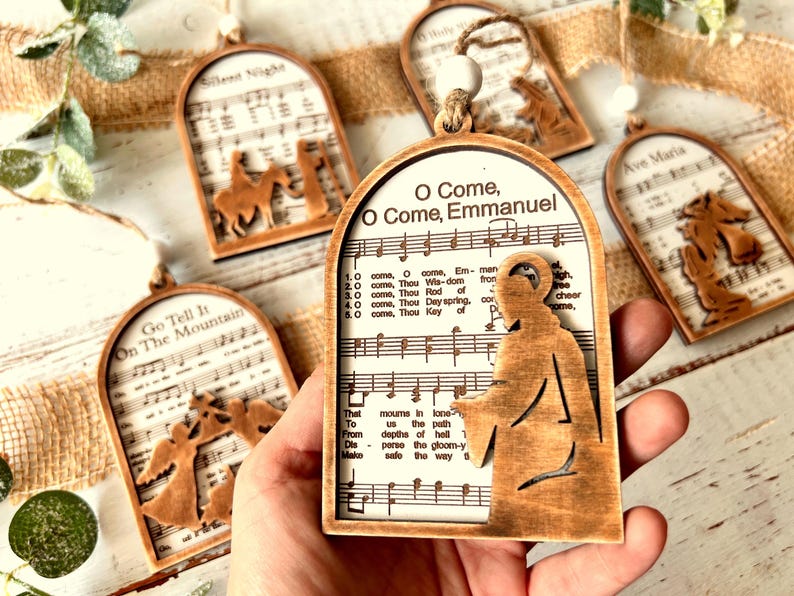 Nativity Ornament SVG, Christmas Ornament Svg, Music Sheet Nativity