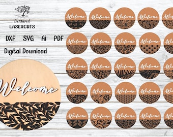 Door Hanger Bundle Svg, welcome sign svg, Dxf, Cdr, SVG Template Bundle, Vector File, Wood Cutting DXF, EPS
