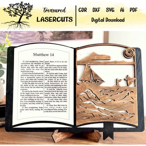 Peter Sinking Bible Add-on, bijbelweergave Svg, Bijbeldecoratie verwisselbare Svg, lasergesneden, Glowforge, digitale download