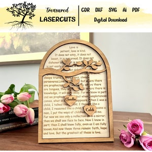 Valentinstag Geschenk, Geschenk für ihn, Geschenk für sie, Liebe Korinther Laser Cut, Valentinstag Laser Cut Datei, digitaler Download