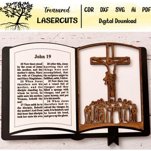 Jezus aan het kruis Bijbel add-on, Bijbel display Svg, Bijbel decoratie verwisselbare Svg, lasergesneden, Glowforge, digitale download