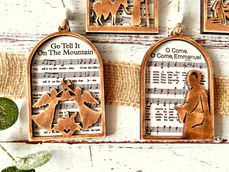 Nativity Ornament SVG, Christmas Ornament Svg, Music Sheet Nativity