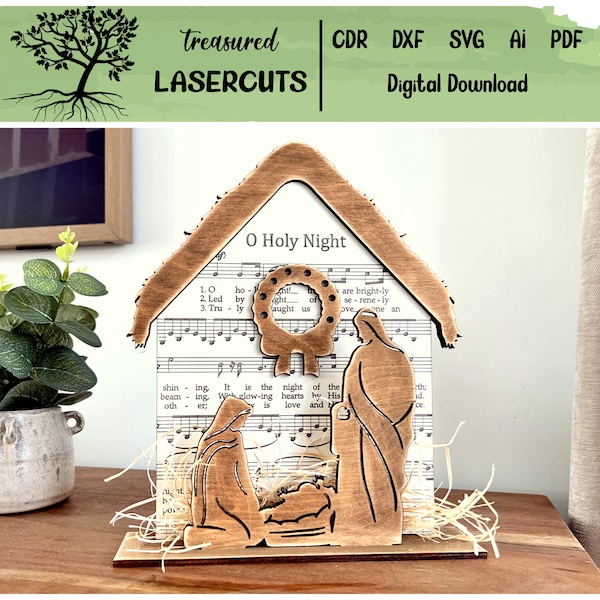 Nativity Shelf Sitter SVG, Nativity Scene SVG, Christmas Decor SVG, Nativity Scene Laser Cut File, Glowforge Files, Digital Download