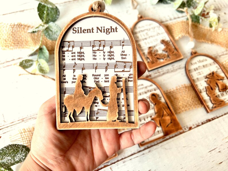 Nativity Ornament SVG, Christmas Ornament Svg, Music Sheet Nativity