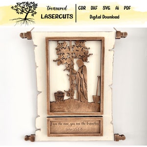 I am the Vine Scroll Add On, Religious Display Svg, Scroll Decoration Interchangeable Svg, Laser Cut, Glowforge, Digital Download