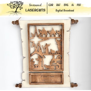 Nativity Scroll Add On, Religious Display Svg, Scroll Decoration Interchangeable Svg, Laser Cut, Glowforge, Digital Download