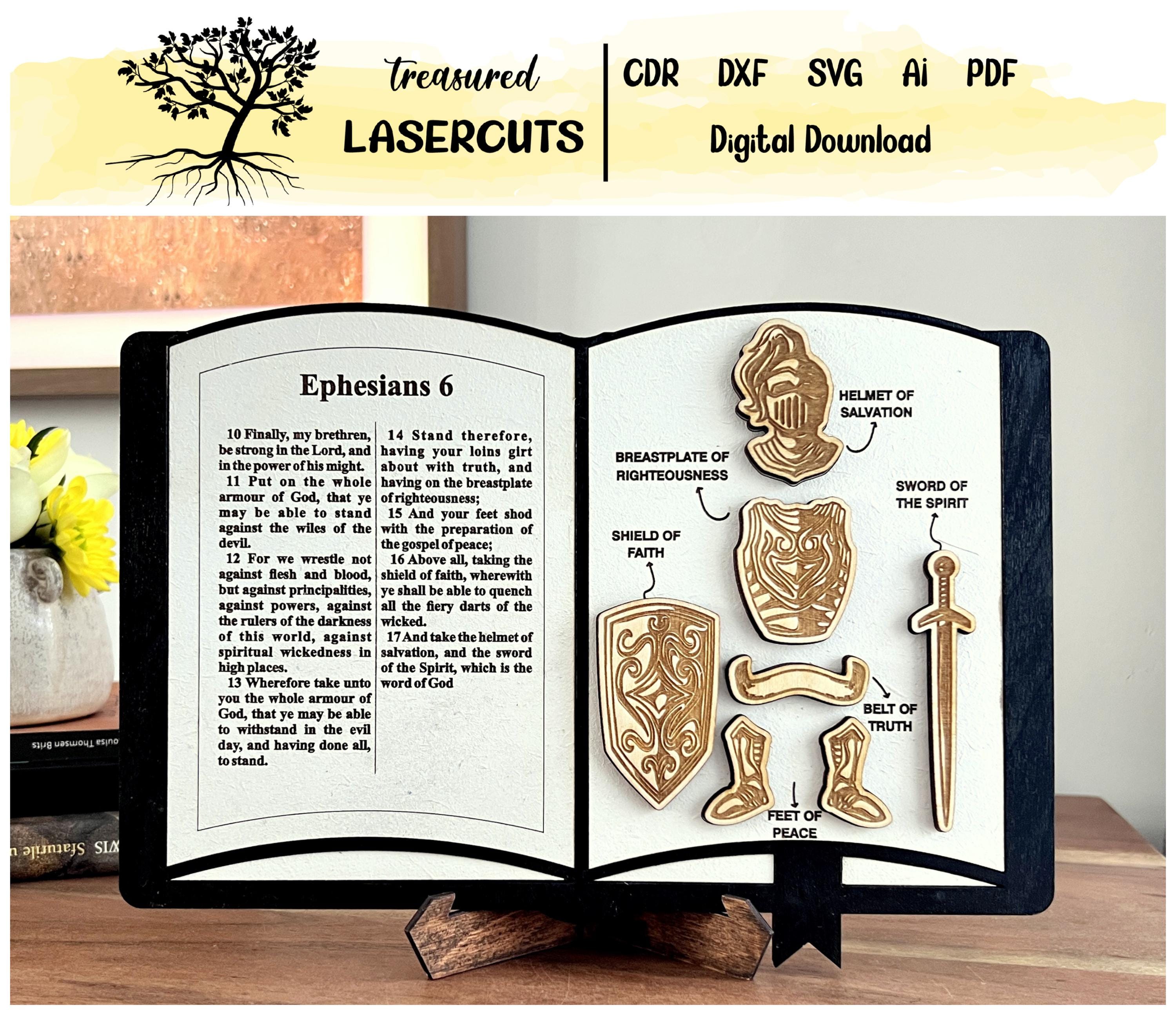 Armor of God Bible Add On, Bible Display Svg, Bible Decoration Interchangeable Svg, Laser Cut, Glowforge, Digital Download