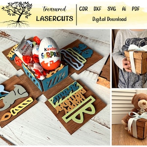 Geburtstag Explosion Box SVG, Junge Geburtstag SVG, Geburtstagsgeschenk Lasercut Datei, Süßigkeiten Explosion Box digitaler Download